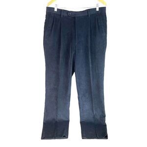 Joseph & Feiss Pleated Corduroy Pants‎ Mens 36x34 Black Heavy Polyester Stretch